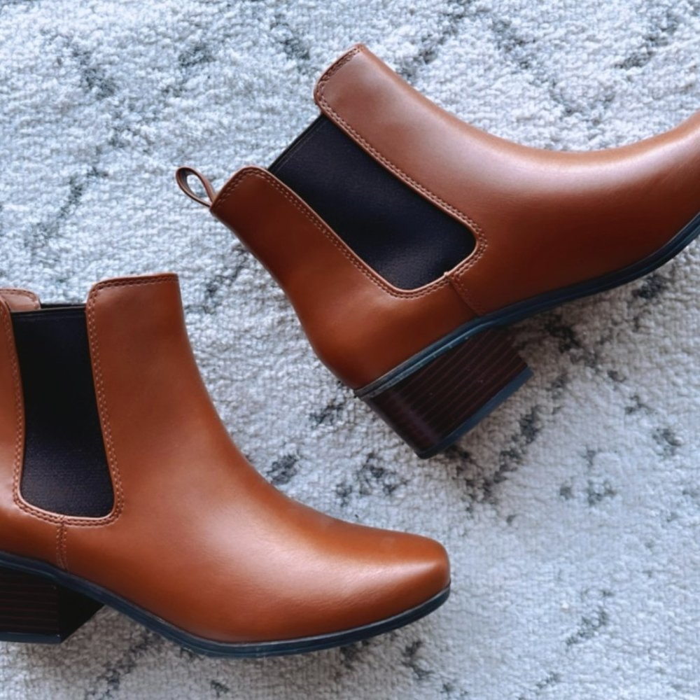 Ellie Chelsea Ankle Heeled Boot, Brown  - A New Day (Size 8)